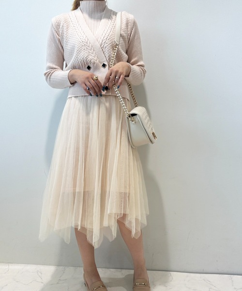 セシルマクビー★ニットベアトップワンピとスカート CECIL McBEE（セシルマクビー） ワンピース チュールドッキング