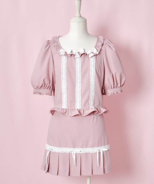 Lolime by mellfy memory ブラウス シャツ 半袖 Coquette Ribbon