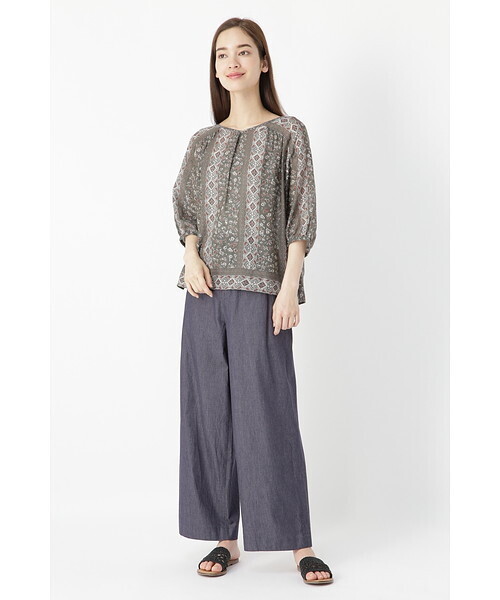 「human woman」 7分袖ブラウス MEDIUM ブラック レディース human woman 「human woman」 7分袖ブラウス MEDIUM ブラック