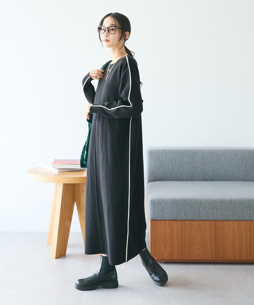 CRAFT STANDARD BOUTIQUE ワンピース とてもちライン入りニット
