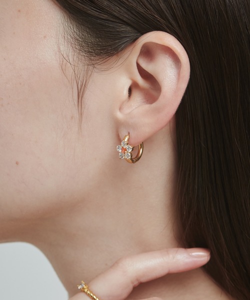 ciite' ピアス 「 金属アレルギー対応 」 フラワービジュー フープ