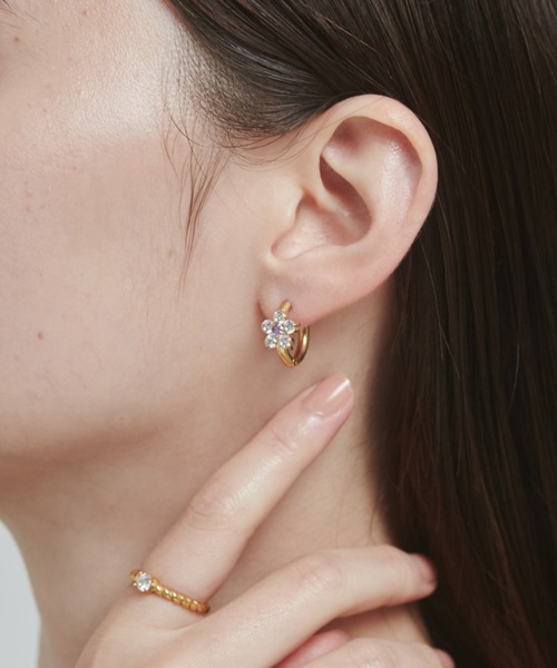 ciite' ピアス 「 金属アレルギー対応 」 フラワービジュー フープ