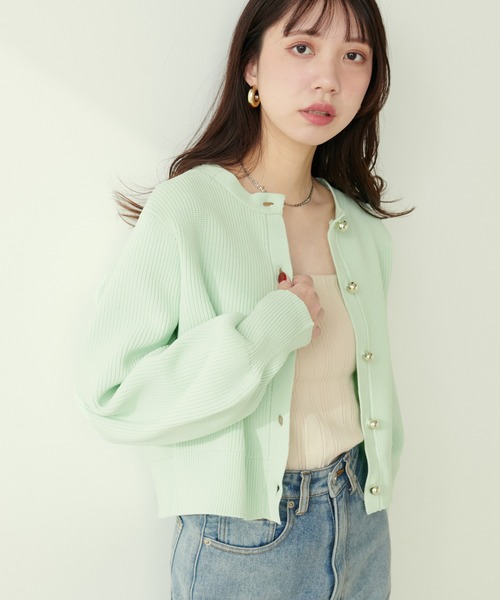 natural couture カーディガン 「ZOZO限定」ころりん釦片畦ポリ