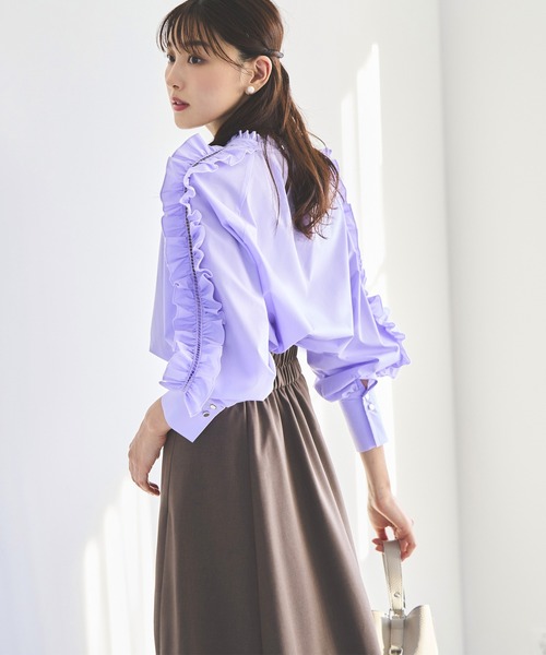 プラージュ Plage 20SS ブラウス シャツ フリル 花柄 紫 パープル 肩フリルシャツブラウス