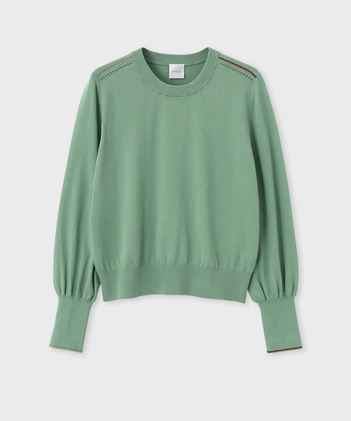 ニット セーター ウィメンズ ”Signature Stripe” アイレット ニット / 155222 KN158 レディース