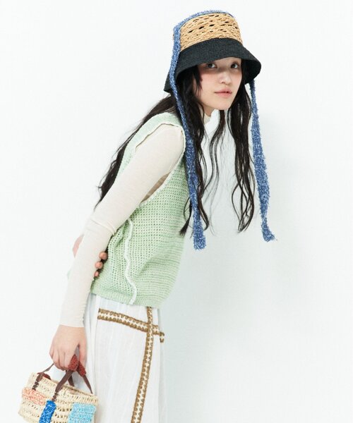 MISU A BARBE ハット　サマーホワイト ear PAPILLONNER 帽子 ハット 「MISU A BARBE(ミスアバルブ