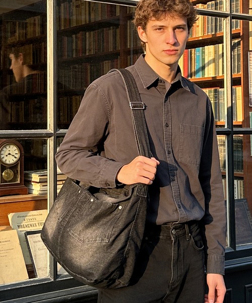 DEVICE（デバイス） ショルダーバッグ ウォッシュ デニム リベット