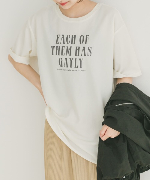 ITEMS URBANRESEARCH tシャツ カットジョーゼットロゴTシャツ