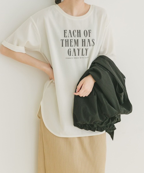 ITEMS URBANRESEARCH tシャツ カットジョーゼットロゴTシャツ