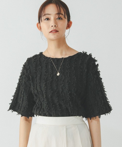 日本少数入荷 GLORIA COELHOフリンジ付ベルベットJK 定価10万以上 GLOBAL WORK tシャツ ジャガードフリンジプルオーバー/289888