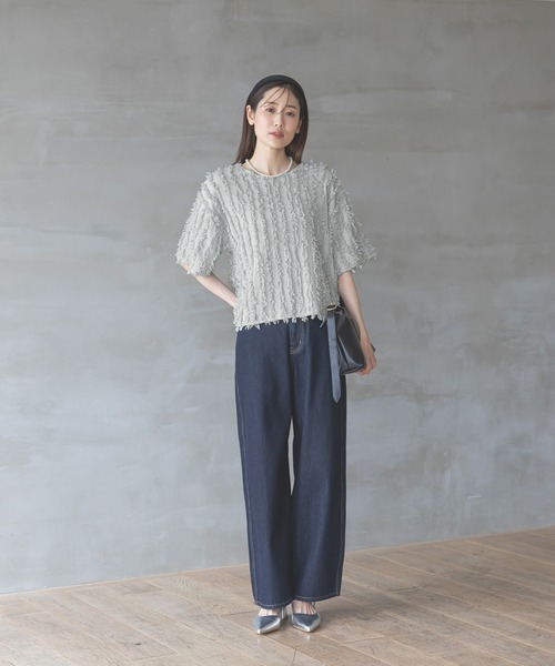 【24SS】JOURNAL STANDARD フリンジジャガードポロプルオーバー 24SS】JOURNAL STANDARD フリンジジャガードポロプルオーバー