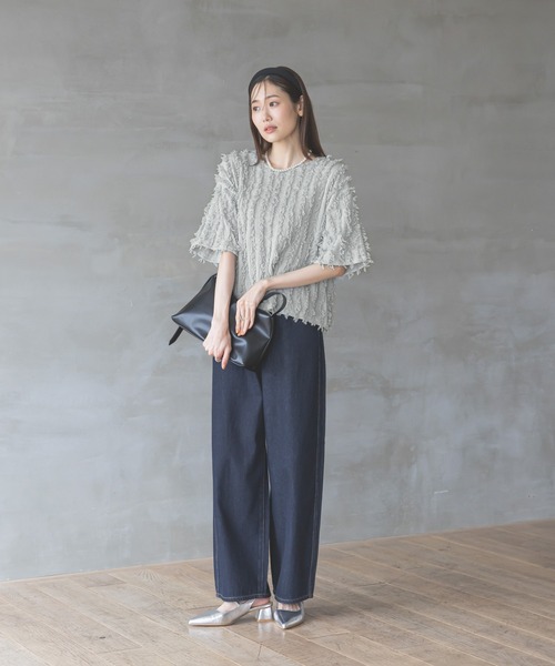 tシャツ fringe Jacquard pullover /フリンジ ジャガード ドルマンスリーブプルオーバー レディース GLOBAL WORK tシャツ ジャガードフリンジプルオーバー/289888