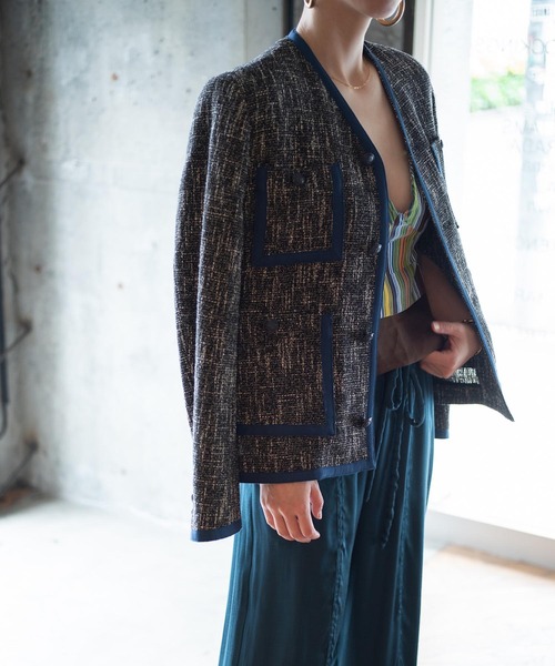 「G.V.G.V.」 ノーカラージャケット 36 ブラック レディース_画像3