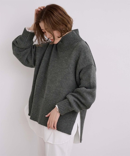 ur's（ユアーズ） ニット セーター ハイネックサイドスリットオーバー
