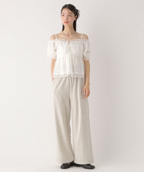 ひさちです。 Heather ブラウス シャツ シアーチェックオフショルブラウス