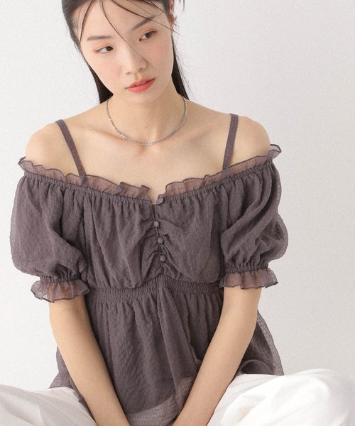 Heather チェックオフショルシャツ　322087 Heather（ヘザー）の「チェックオフショルシャツ 322087（シャツ