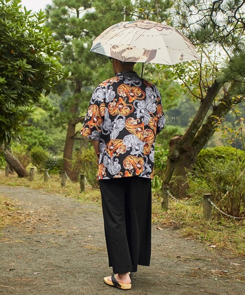 カヤ 日傘 傘 「倭物やカヤ」獣面相日傘 晴雨兼用 メンズ レディース