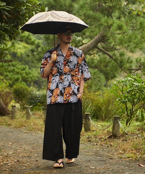 カヤ 日傘 傘 「倭物やカヤ」獣面相日傘 晴雨兼用 メンズ レディース