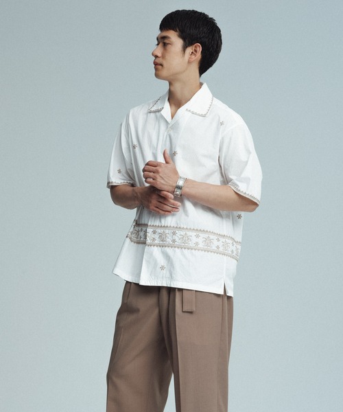 ADAM ET ROPE'（アダムエロペ） シャツ クロスステッチ ボックス