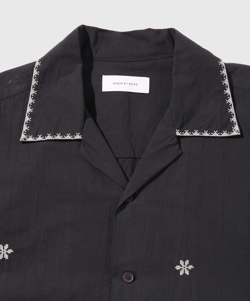 ADAM ET ROPE 開襟シャツ ADAM ET ROPE' シャツ クロスステッチ ボックスシルエット