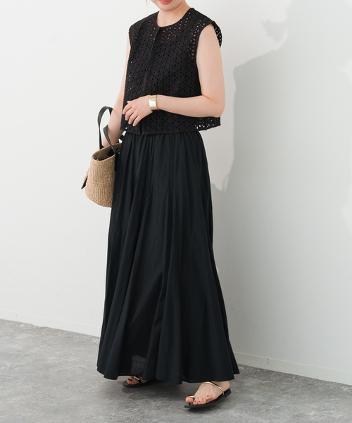 Spick＆Span コート アウター デニムカットワークエンブロイ