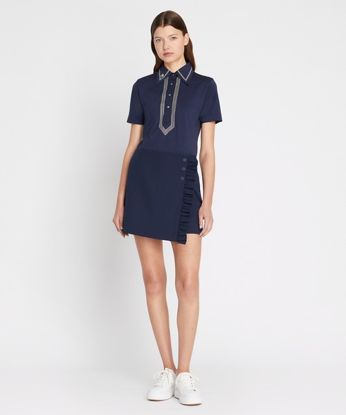 TORY BURCHパフォーマンスポロシャツ、テック ツイル ラッフル スカート TORY BURCH（トリーバーチ） スカート テック ツイル ラッフル