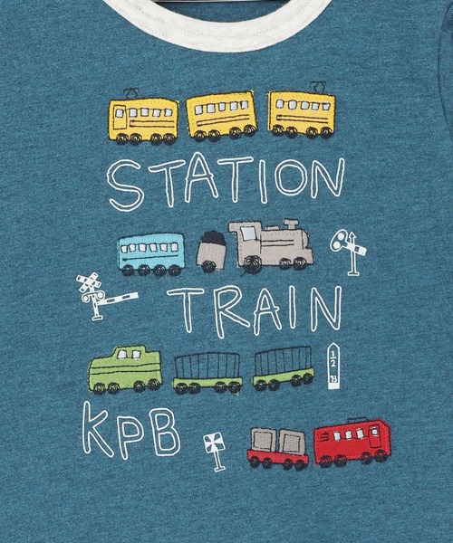 KP BOY（ケーピーボーイ） tシャツ 電車アップリケ 長袖Tシャツ キッズ 