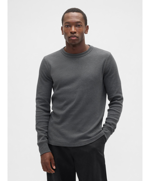 reformed ワッフルニット クルーネック ダークグレー GAP（ギャップ） tシャツ ワッフルニット クルーネックTシャツ メンズ