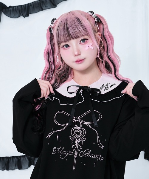 Magia Charm（マギアチャーム） つけ襟 付け襟 ドットチュール リボン