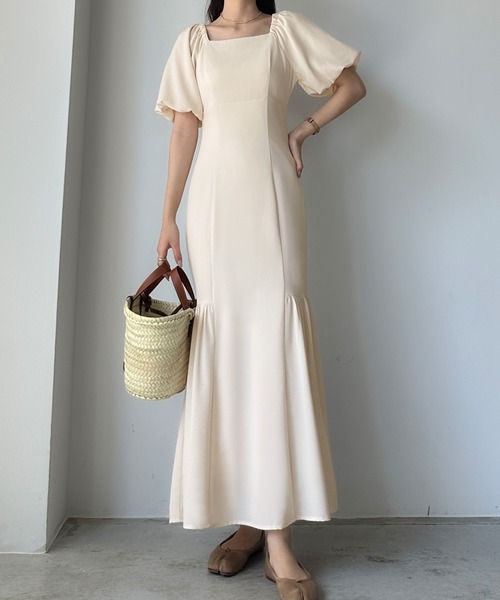 「Louere」 半袖ワンピース SMALL アイボリー レディース_画像3