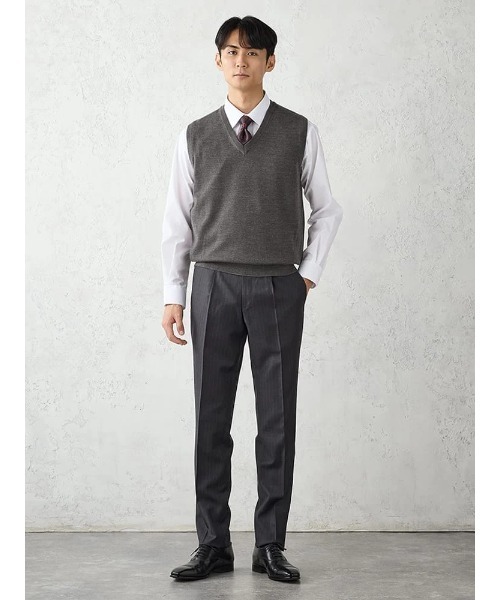 ベスト ジレ TRANS CONTINENTS BIZニット　Vネックベスト　ブラック/グレー/ネイビー メンズ | TRANS CONTINENTS | 08