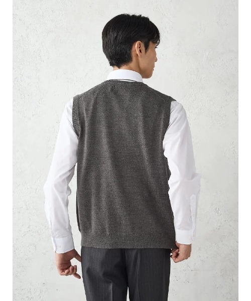ベスト ジレ TRANS CONTINENTS BIZニット　Vネックベスト　ブラック/グレー/ネイビー メンズ | TRANS CONTINENTS | 09
