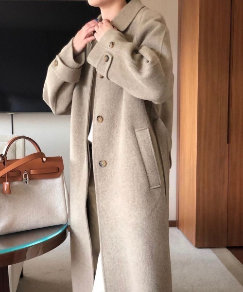 Diosfront ステンカラーコート コート 袖ベルトステンカラーロング