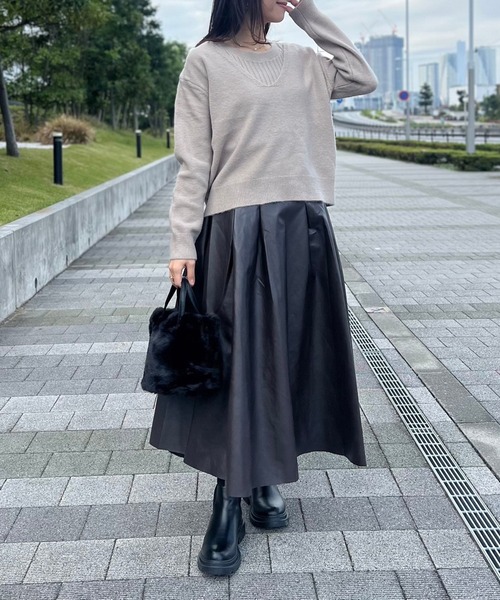 新品未使用☆ルネ フェイクレザー フレアキュロット スカート風 ワイドパンツ ロング スカート フェイクレザーフレアスカート : ZOZOTOWN Yahoo!店