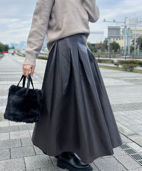 ロング スカート フェイクレザーフレアスカート : ZOZOTOWN Yahoo!店