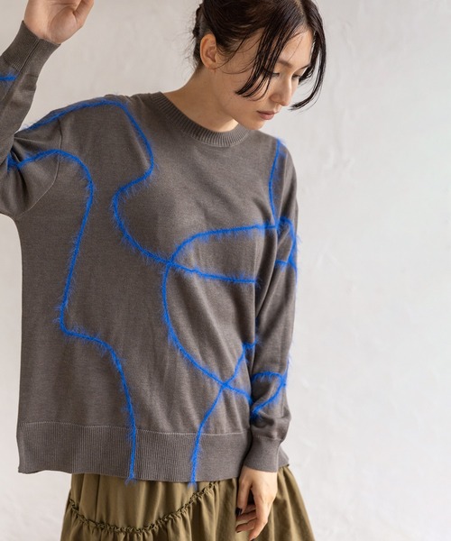 OSMOSIS（オズモーシス） ニット セーター シャギーラインニットプル