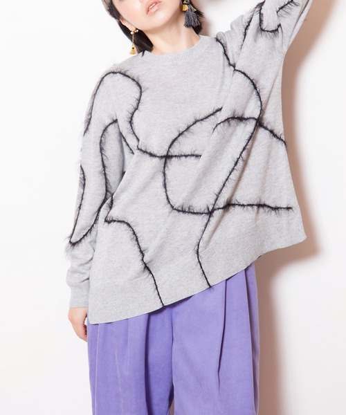 OSMOSIS（オズモーシス） ニット セーター シャギーラインニットプル