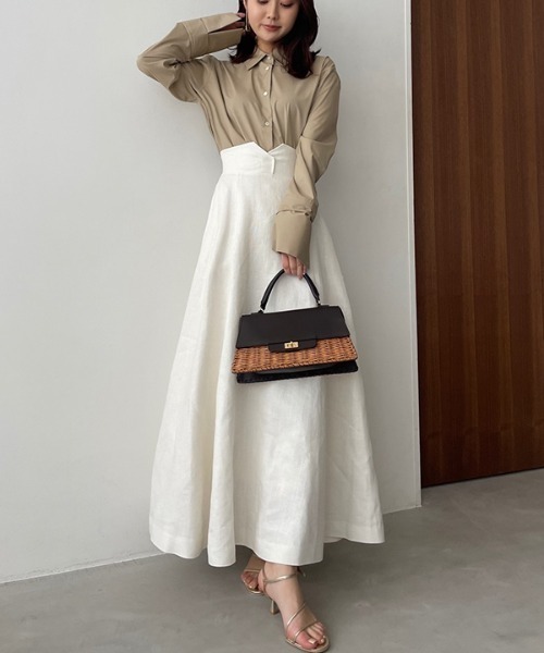 「anuans」 フレアスカート SMALL ホワイト レディース_画像3