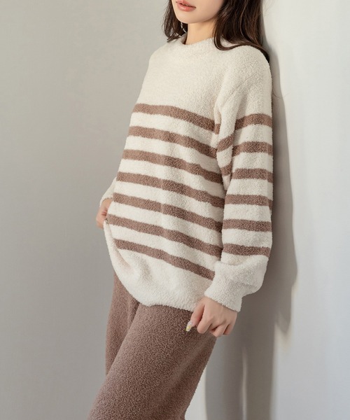 DAY CLOSET パジャマ ルームウェア レディース 長袖もこもこボーダー