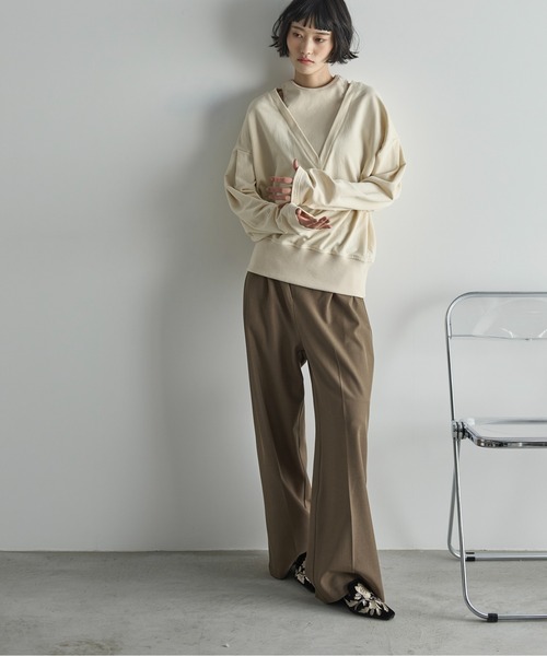 「THE YOn」 スウェットカットソー FREE オートミール レディース_画像4