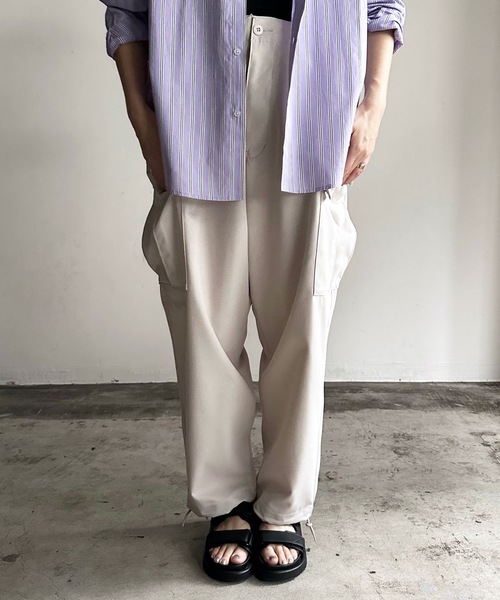 「COMMON WARE」 「HALHAM」カーゴパンツ M アイボリー レディース_画像3