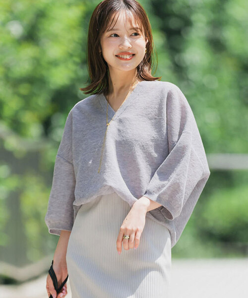 「NOBLE」 7分袖ニット FREE ブラック レディース_画像4