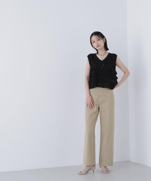 「NATURAL BEAUTY BASIC」 ノースリーブニット FREE ブラック レディース_画像3