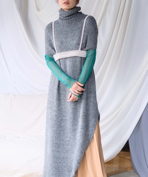 「chuclla」 ニットワンピース FREE グレー レディース_画像2