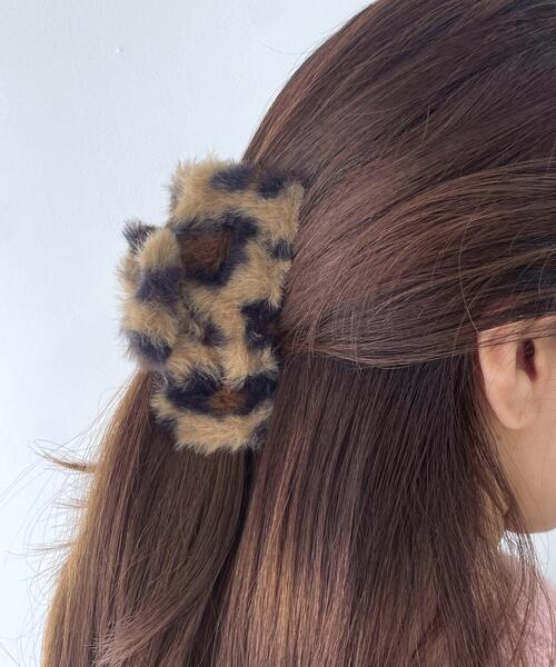 ファー付きブラウンヘアクリップ WEGO（ウィゴー） ヘアクリップ WEGO/アニマルファースクエアバンス