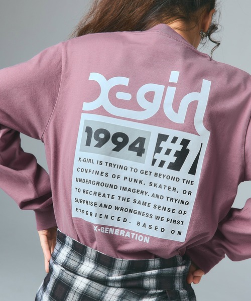 X-girl（エックスガール） tシャツ NUMBER ONE BOX LOGO L/S TEE