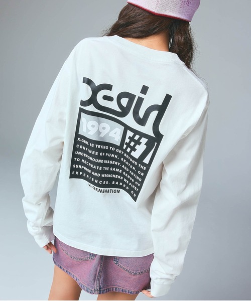 X-girl（エックスガール） tシャツ NUMBER ONE BOX LOGO L/S TEE