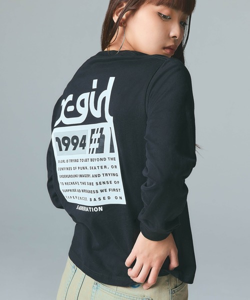 X-girl（エックスガール） tシャツ NUMBER ONE BOX LOGO L/S TEE