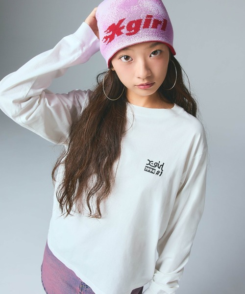 X-girl（エックスガール） tシャツ NUMBER ONE BOX LOGO L/S TEE