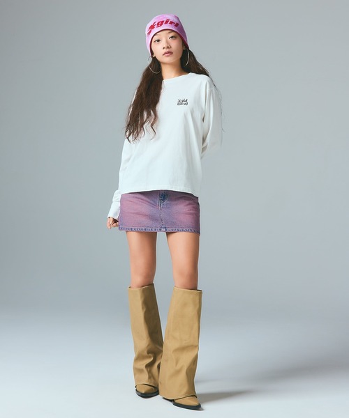X-girl（エックスガール） tシャツ NUMBER ONE BOX LOGO L/S TEE